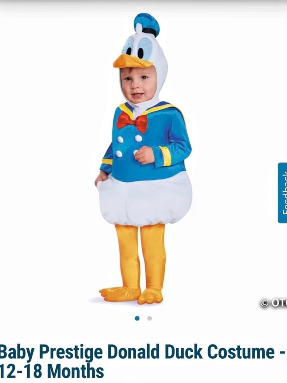 Disguise Baby Prestige Donald Duck Costume Blue & Yellow Baby 12-18 Months